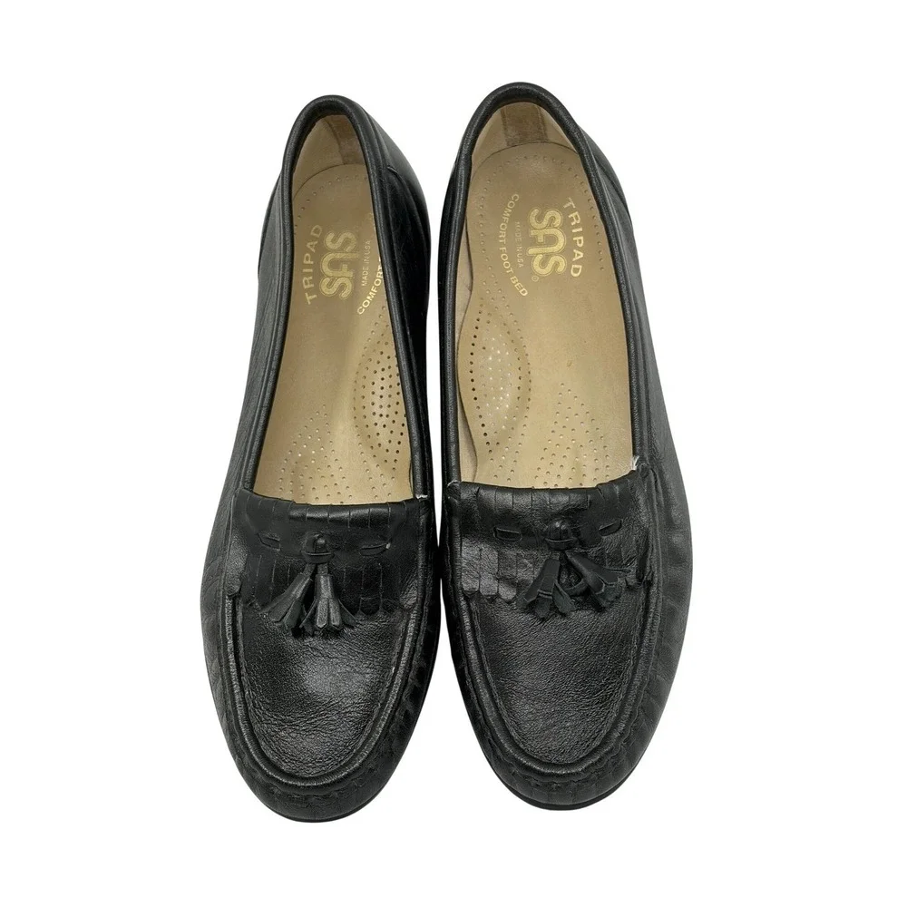 SAS Tripad Comfort Womens Black Leather‎ Kiltie Tassel Loafers Womens Size 6.5 M